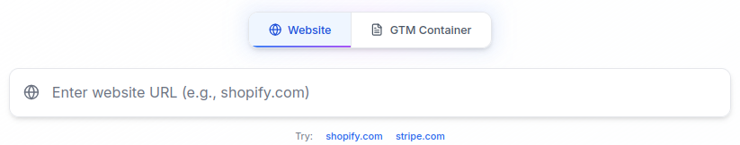 GTM audit URL input interface showing instant scanning
